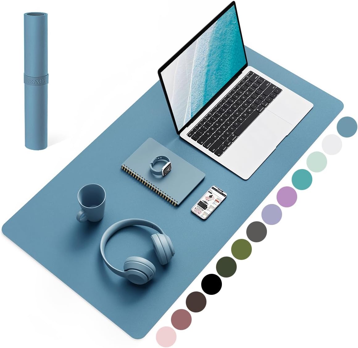 YSAGi Non-Slip Leather Desk Pad, Waterproof Laptop Computer Desk Keyboard Mat, Table Protector Blotter Mat, Large Mouse Pad for Office/Work/Home/Decor(Black, 31.5" x 15.7")