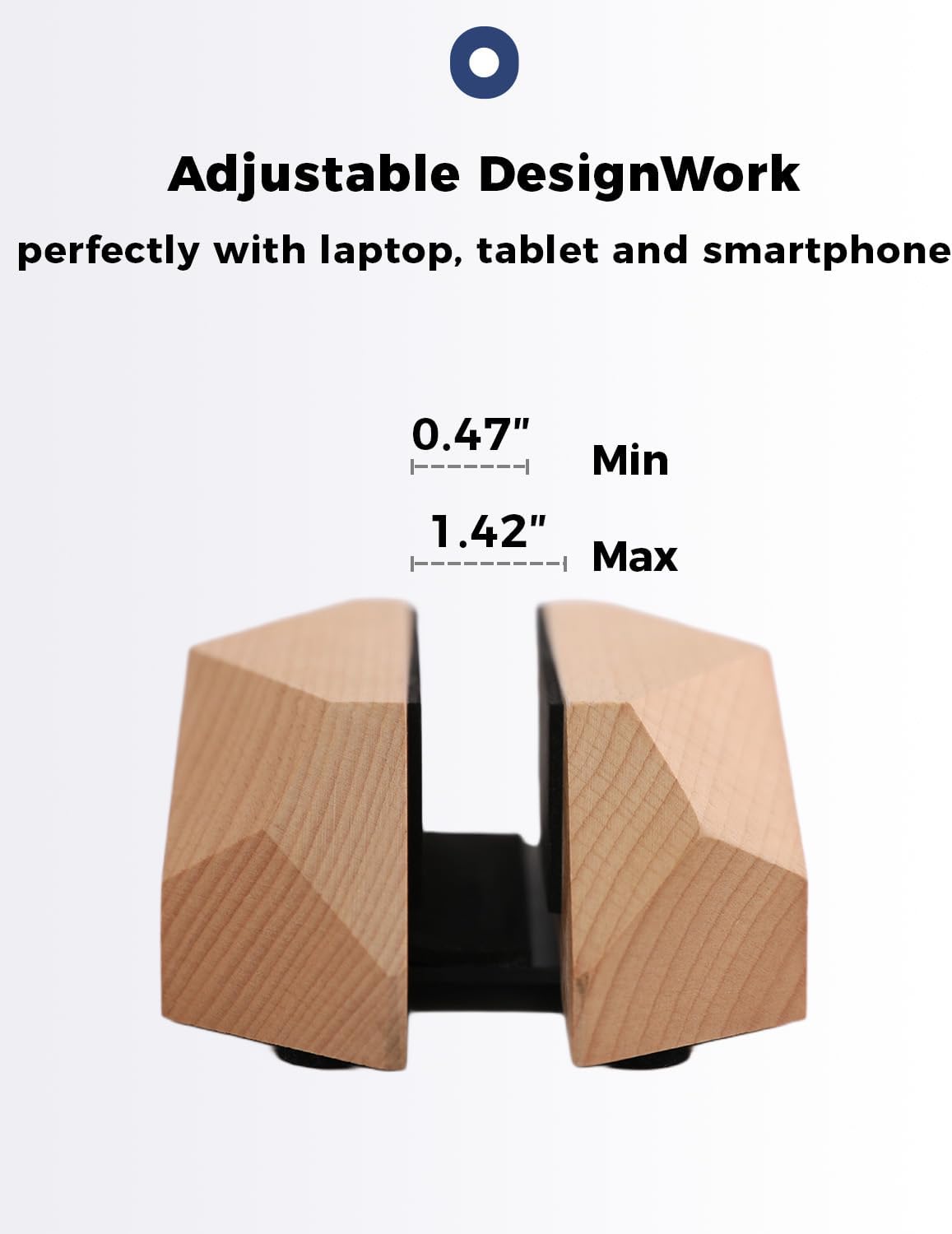 Dual Laptop Holder Adjustable Vertical Laptop Stand, 2 Slots MacBook Stand Wood,Wooden Laptop Stand,Vertical Laptop Holder for Desk, Widen Dock Fits All MacBook/Surface pro