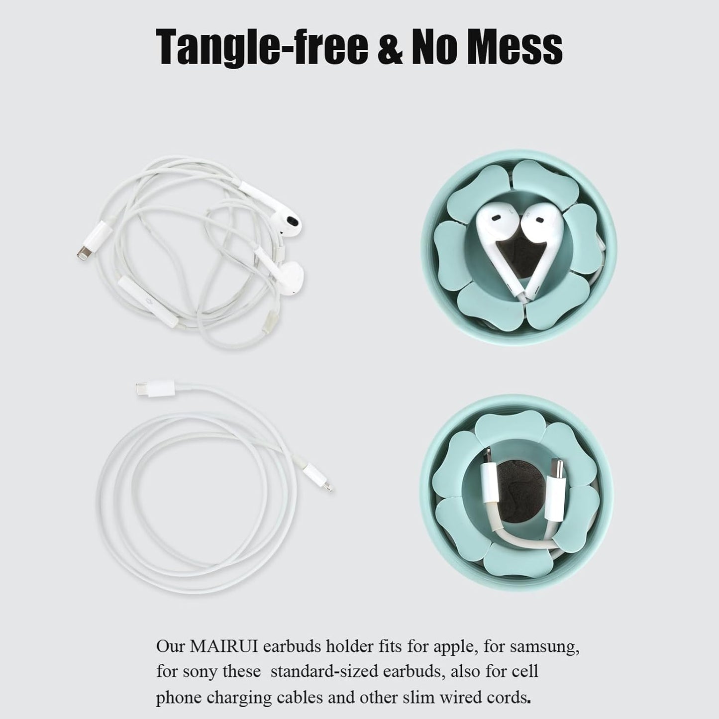 MAIRUI Wired Earbud Case 3 Pack Earphone Headphone Cord Organizer Earbuds Wrap Soft Silicone Magnetic Holder Storage Tangle Free Cable Winder(Red/Blue/Green)