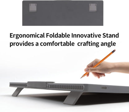A4 Wireless LED Light Pad with Carry Bag, Innovative Stand and Top Clip, TOHETO Rechargeable Light Box Stepless Dimmable and 6 Levels Brightness Cordless Light Board for Tracing Weeding Vinyl (Black)