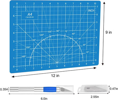 Headley Tools Rotary Cutter Set - 45mm Fabric Cutter, 5 Extra Rotary Blades, A3 Cutting Mat, Quilting Ruler and Sewing Clips, Craft Knife Set, Ideal for Crafting, Sewing, Patchworking, Purple
