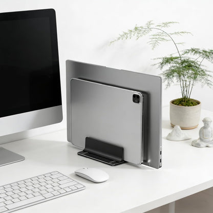 Vertical Laptop Stand for Desk Aluminum Book Holder with Adjustable Double Slot Desktop Accessories for MacBook Pro/Air Gaming Laptops, Black