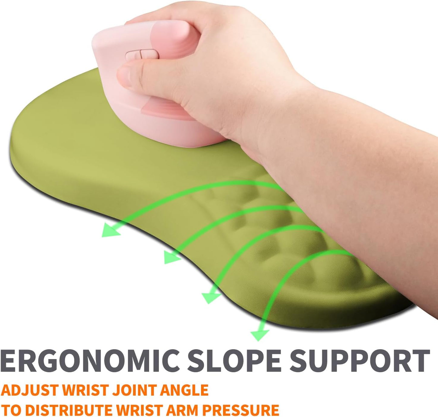 Ergonomic Joint Wrist Support Mouse Pad with Memory Foam Cushion Massage Bump, Carpal Tunnel Pain Relief Mousepad Slope Design for Wrist Rest, 11.8x7.9 in, Black