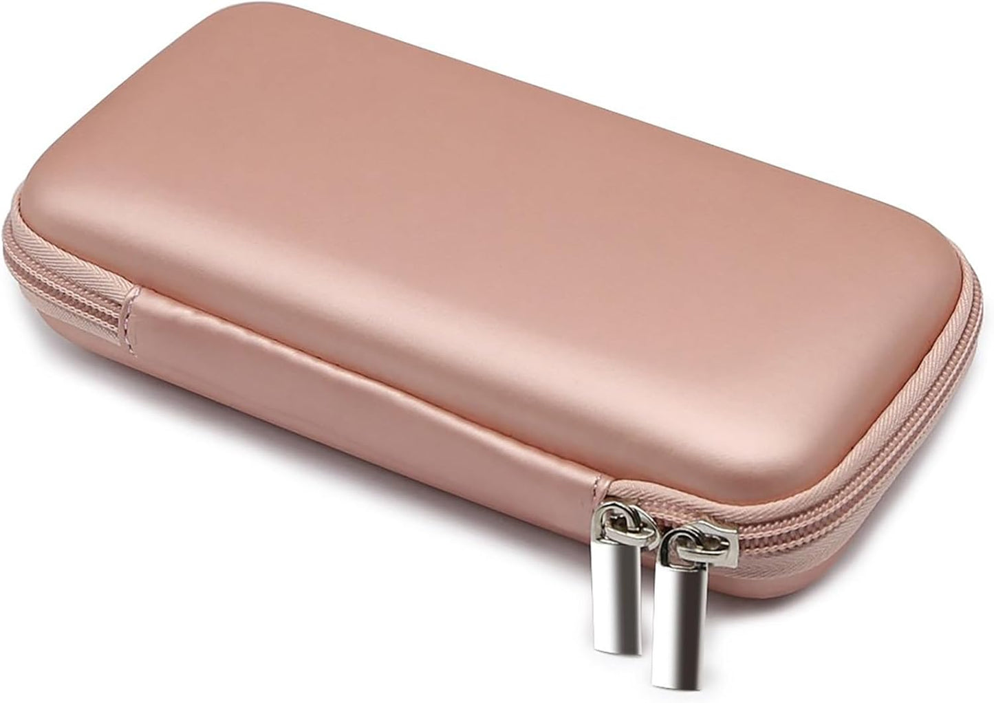 iMangoo Travel Essential Electronics Organizer Pouch Charger Case, Shockproof Dual Zipper Power Bank Cables Tech Accessories Purse, Men & Women Travel Must Have Storage Bag, 6.5x3.2x1 inch Rose Gold