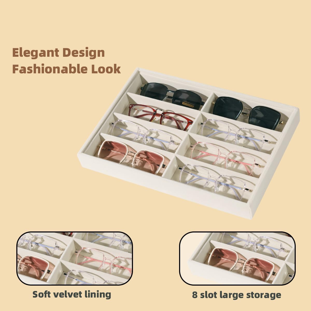 Glasses Holder Box Drawer Sunglass Organizer for Men Clear Storage Case 8 Slot Multiple Reading Glasses Display