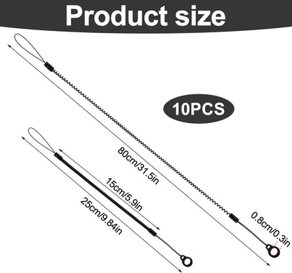 10pcs Pen Lanyards, Elastic Lanyard Tether with Silicone Rings Retractable Stylus Tether Clipboard Pen Strap Tablet Holder Anti-Lose Leash for Tethering Stylus to Touchscreen