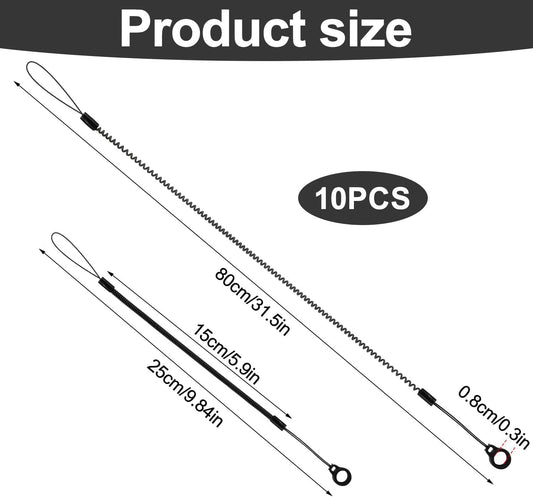 10pcs Pen Lanyards, Elastic Lanyard Tether with Silicone Rings Retractable Stylus Tether Clipboard Pen Strap Tablet Holder Anti-Lose Leash for Tethering Stylus to Touchscreen