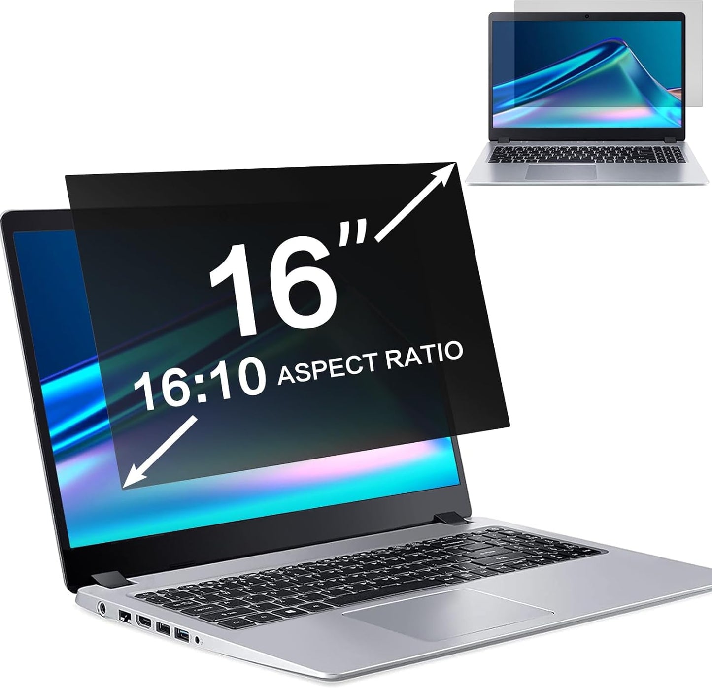 ZOEGAA 14 Inch Laptop Privacy Screen Filter, for 16:10 Widescreen Monitors -Dell HP Acer Samsung Lenovo ASUS Toshiba, Removable Privacy Screen Anti-Peeping, Anti Blue Light Blocking and Anti Glare