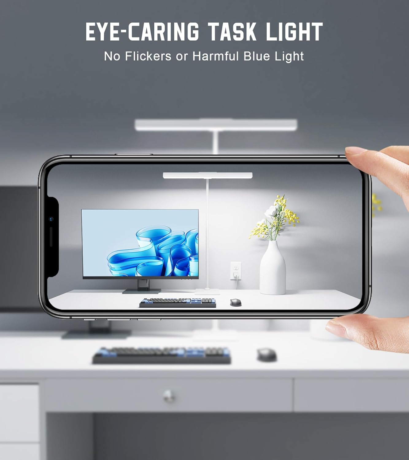 Desk Lamp with Clamp, Eye Caring LED Desk Lamp for Home Office with Gooseneck, Clip on Light with 3 Color Modes for Working, Reading, Drawing