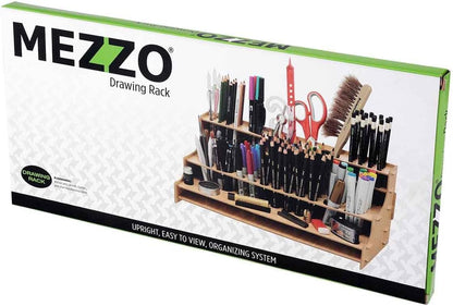 HG Art Concepts Mezzo Artist Drawing Rack - Wood Grain Laminate Multi Layer Desk Stand Professional Storage Display Organizer for Pens, Pencils, Drafting and all other Drawing Tools
