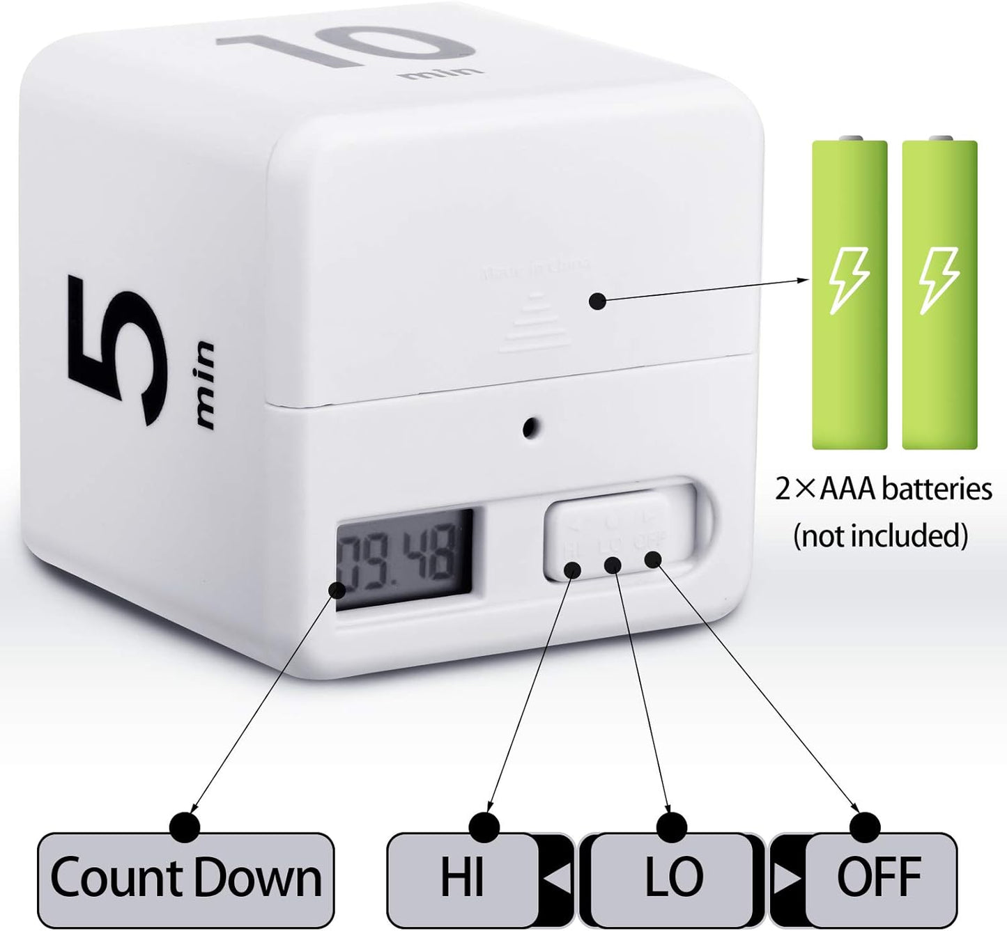 Weewooday 2 Pieces Cube Productivity Timer Flip Gravity Sensor Flip Countdown Countup Workout Timer Management 1 3 5 10 Minutes and 15 20 30 60 Minutes for Work Learning Kitchen Cooking(Green, Blue)