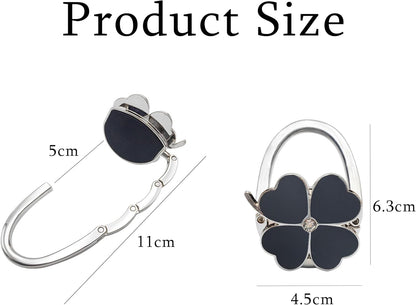 Purse Hook for Table, Clover Design Foldable Purse Holder for Table, Portable Bag Holder - Folding Handbag Hanger | Hangs Almost Anywhere(White)