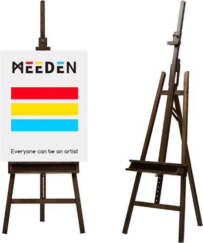 MEEDEN Large Painters Easel Adjustable Solid Beech Wood Artist Easel, Studio Easel for Adults with Brush Holder, Holds Canvas up to 48" - Walnut
