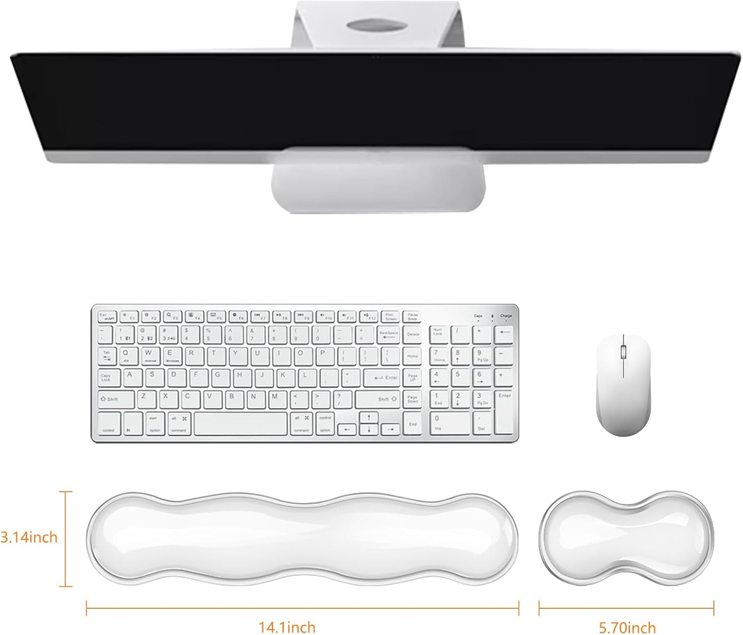 Gel Cloud Keyboard and Mouse Wrist Rest, Cute Wrist Support and Arm Support Keyboard Rest for Keyboard and Mouse Typing Pain Relief，Suitable for Office/Computer/Laptop/Gaming（White）