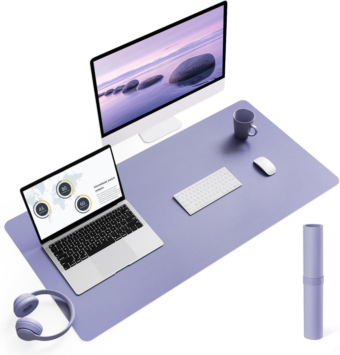 YSAGi Non-Slip Leather Desk Pad, Waterproof Laptop Computer Desk Keyboard Mat, Table Protector Blotter Mat, Large Mouse Pad for Office/Work/Home/Decor(Black, 31.5" x 15.7")