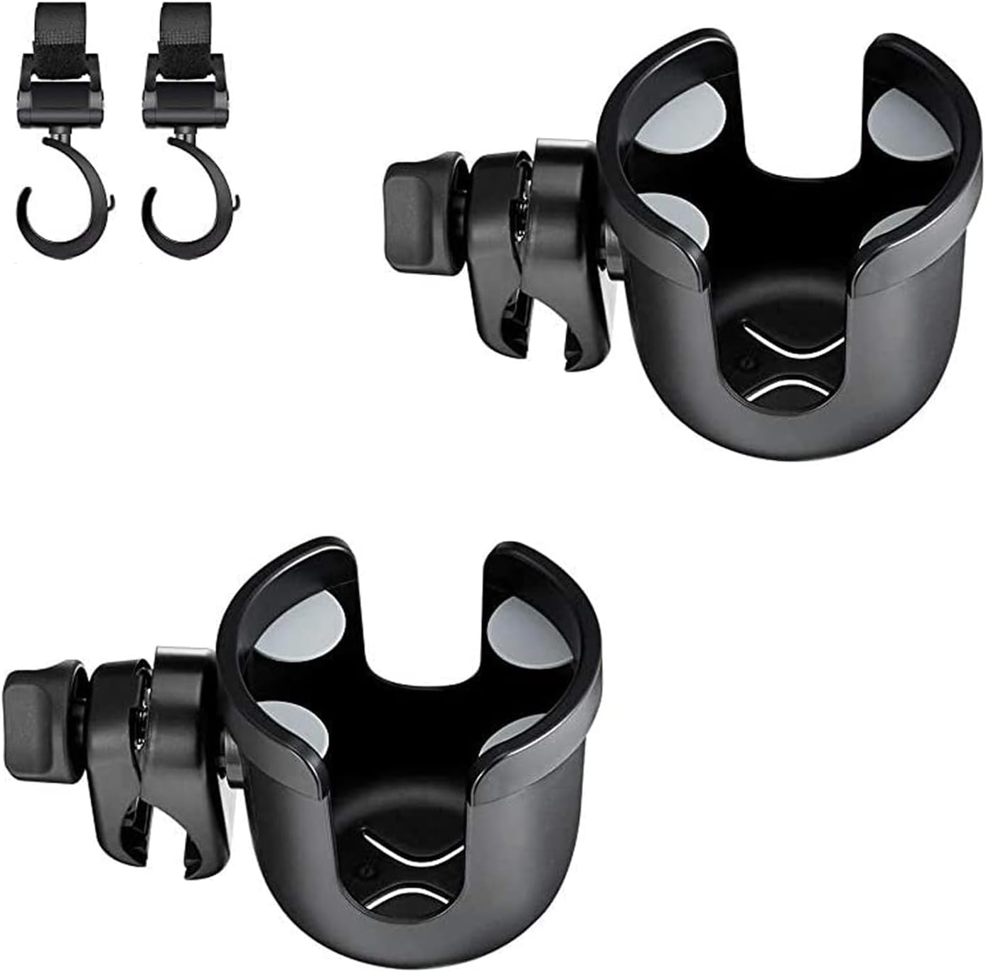 JOYTUTUS Wheelchair Cup Holder, Rollator Cup Holder, 4 Flexible Tabs with Hook Drink Holder for Walker, Scooter, Stroller, Mobility
