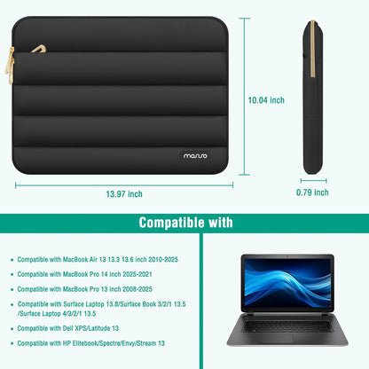 MOSISO Laptop Case 13.3 inch,13-13.3 inch Puffy Laptop Sleeve Compatible with MacBook Neo/Air 13.6 M5 M4 M3 M2 M1/Pro 13/14,HP Dell ASUS Lenovo,Polyester Horizontal Bag with Small Case, Sand