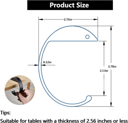 KISOY 2PCS C Shape Purse Hook for Table Handbag Hanger for Desk Heavy Duty Purse Hook Bag Holder Made of high-Strength Alloy Materials Hanger Various Heavy Items Desk Hook (C Shape(2 Black))