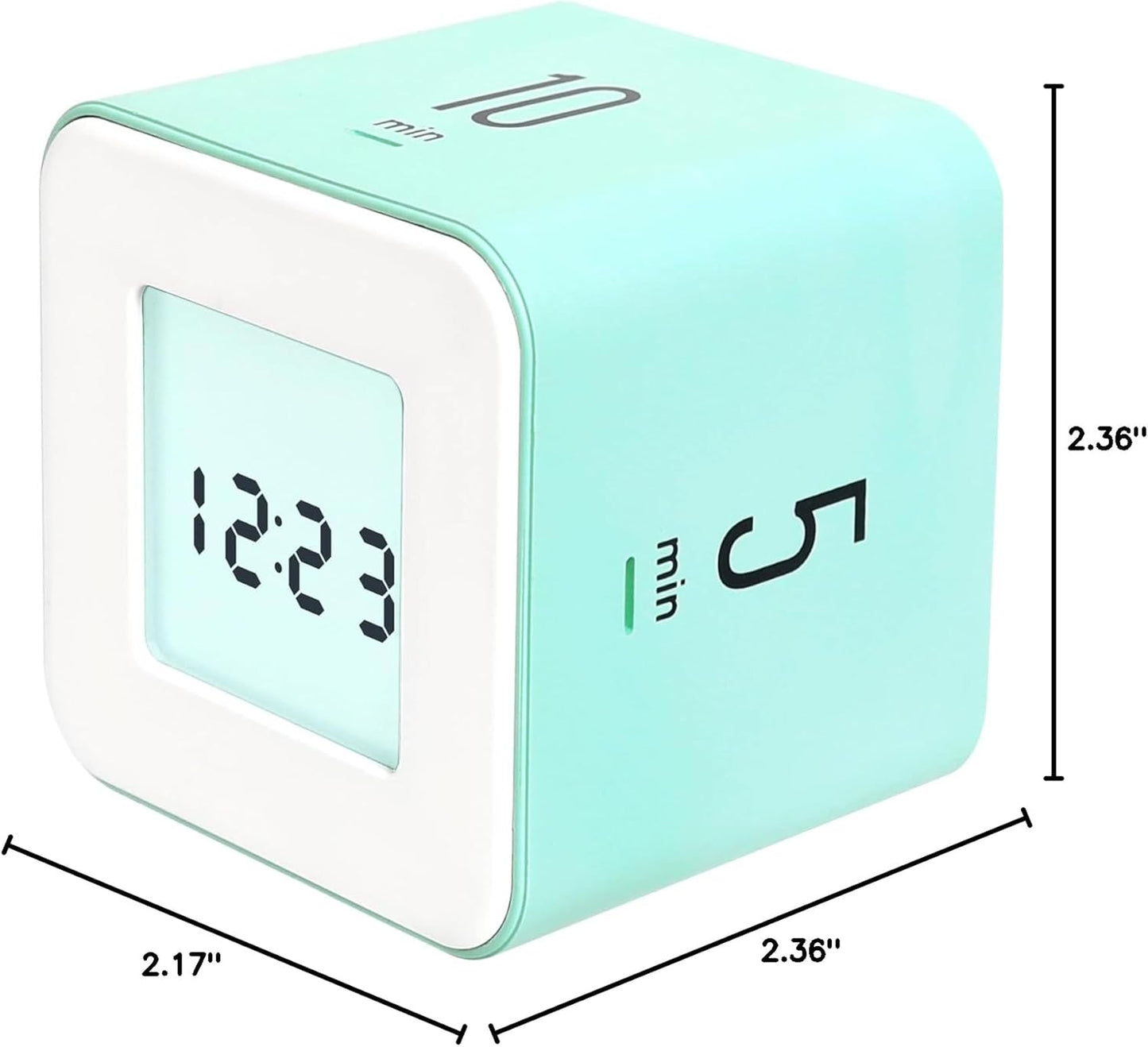 mooas Multi Clock Time Cube Timer (White), Alarm & Backlight Desk Productivity for ADHD Kids Classroom Study, Kitchen, Cooking, Desk, Office, Time Management 5,15,30,60 min Timer Various Setting