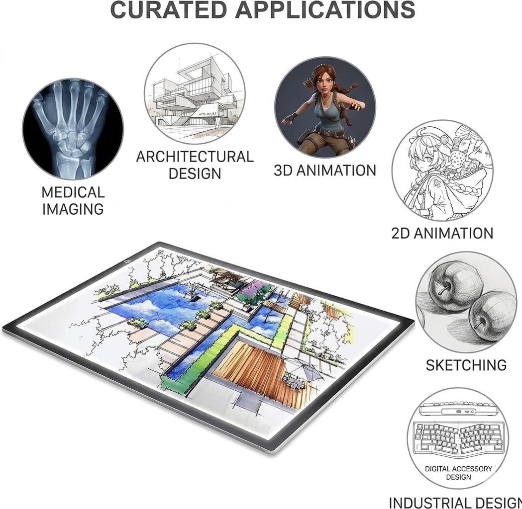 A3 LED Tracing Light Box丨Light Pad - Copy Board with Full-Edge Ruler Frame丨3 Adjustable LED, Premium Acrylic for Art, Drawing, Sketch, Animation, Design, Tattoo, Diamond Painting, X-ray Viewing
