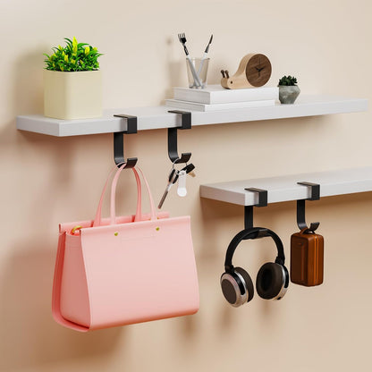 CroBlissful 4 Pcs Purse Hook for Table Nail Free Handbag Hanger for Desk Heavy Duty Purse Hook for Hanging Bags Umbrellas Keys Cups Headphone(Black)