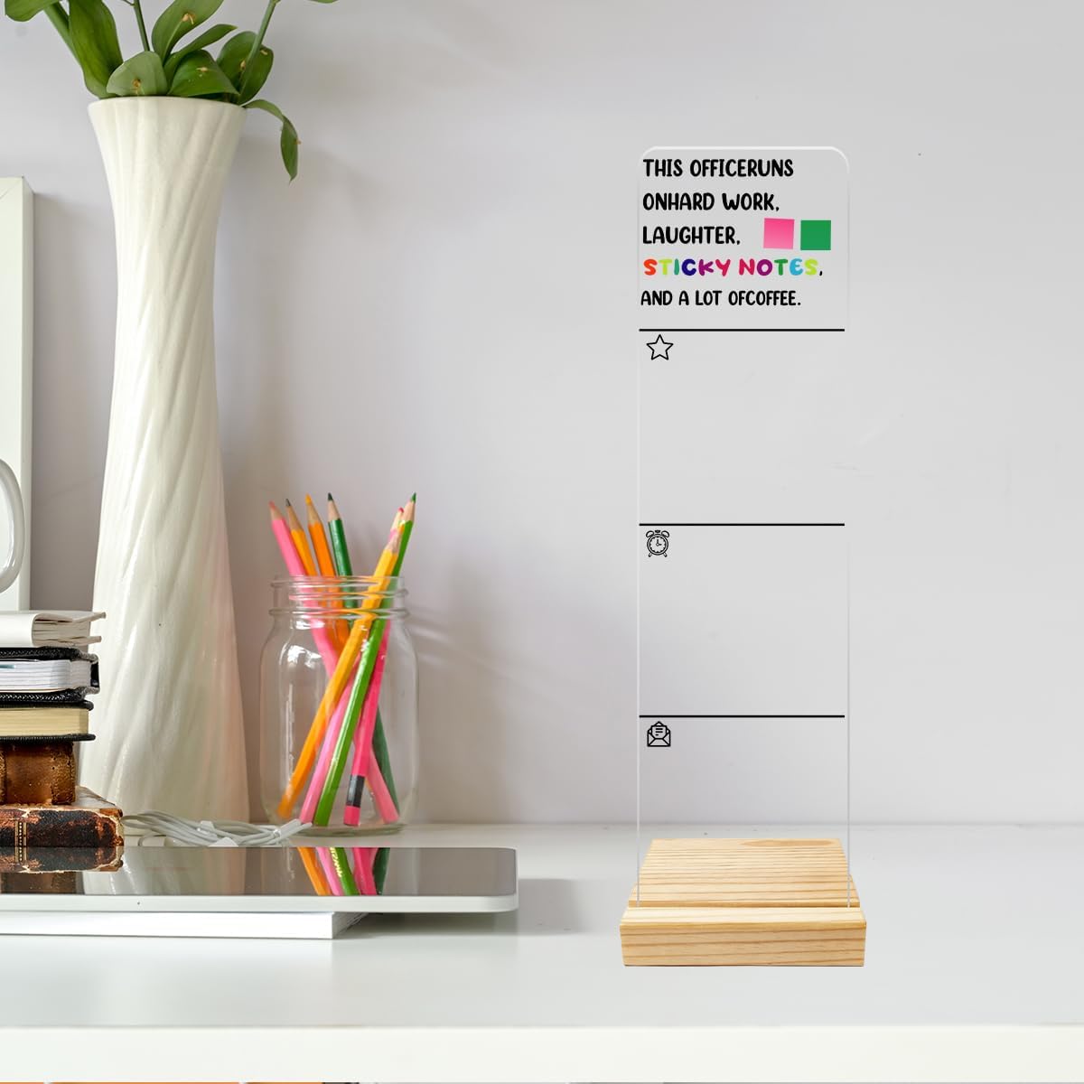 Monitor Memo Board Computer Monitor Memo Board Acrylic for Computer Monitors No Screen Damage Office Desk Accessories with Removable Design 12.6X 3.15 x 0.2 inches