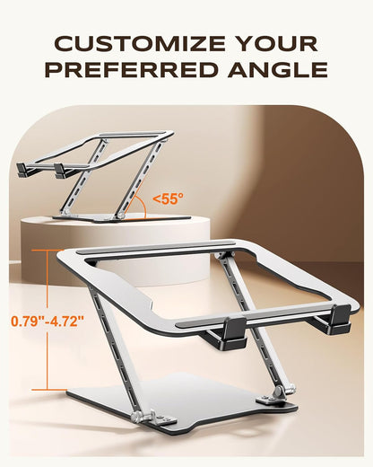 RIWUCT 2026 Ultra-Slim Portable Laptop Stand for Desk, Height Adjustable & Dual-Bar Support Laptop Riser Holder, Ventilated Computer Stand, Compatible with MacBook/Dell/HP(10-15.6"), Gifts for Men/Dad