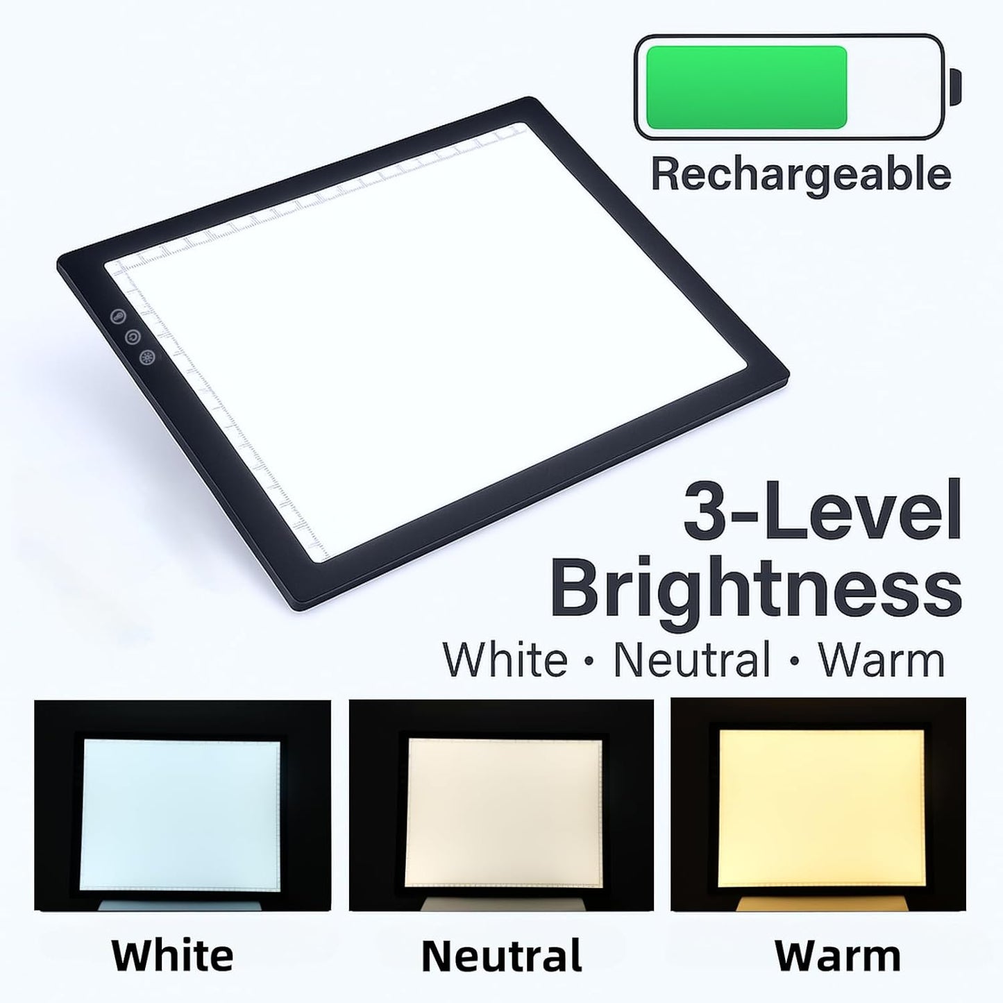 Large A2 LED Light Pad for Diamond Art Painting & Tracing, USB-Powered Light Board with 3 Brightness Levels - Includes Clips & Painting DIY Tools Kit