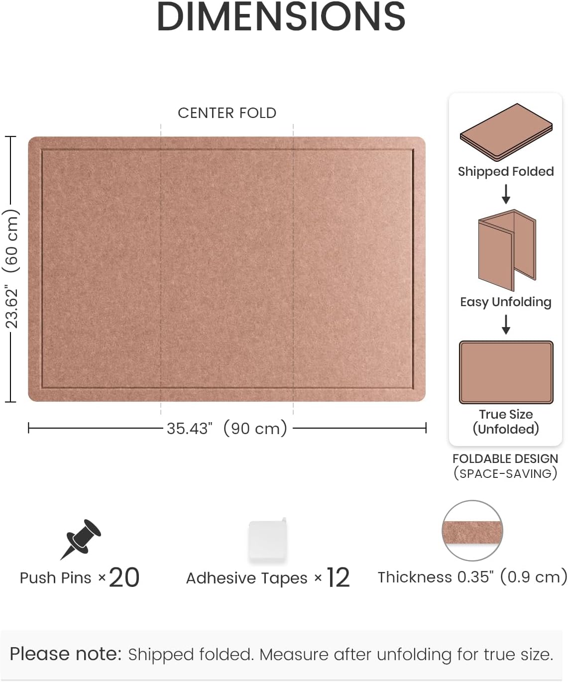 Fluxynara Bulletin Board, 23.6" x 17.5" Cork Board Alternative with 12 Safe Removable Adhesive Tabs, Foldable Felt Pin Board for Home Office, Classroom, Bedroom,Entryway for Walls—Sage