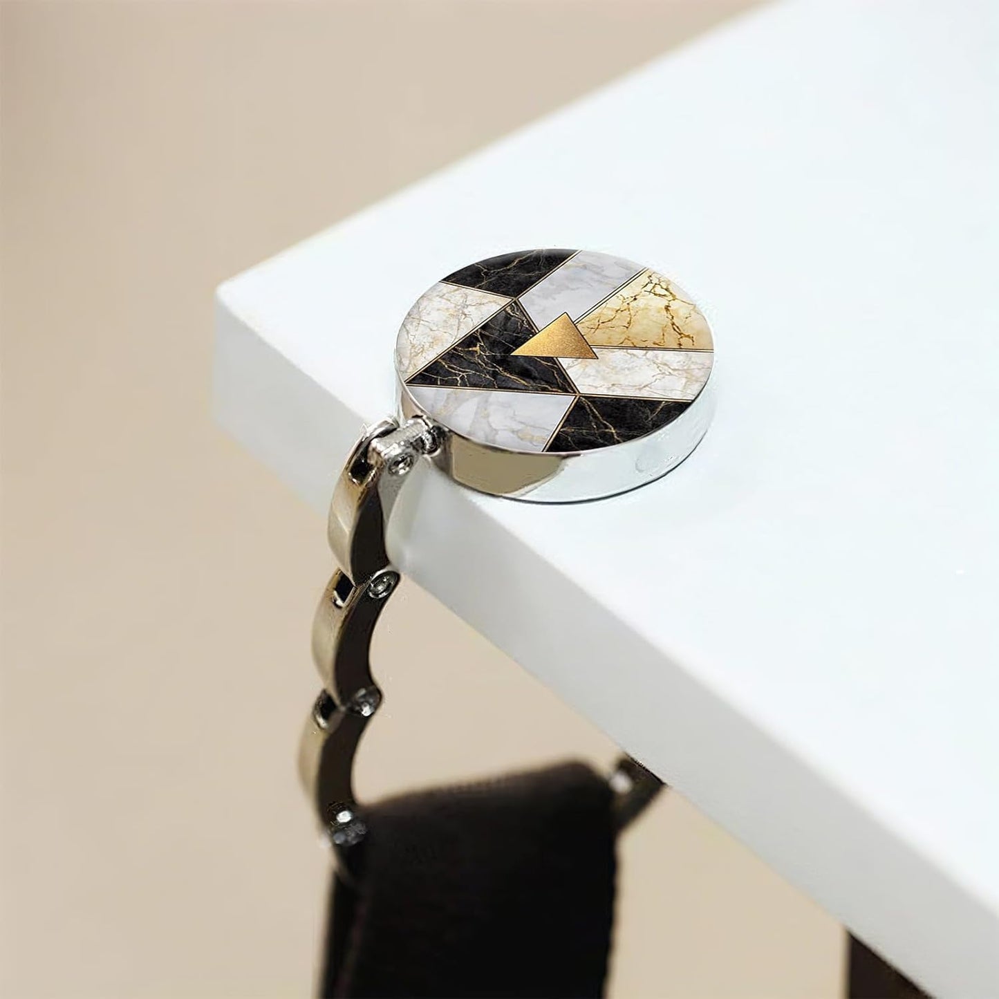 Foldable Purse Hook for Table, Purse Hanger for Table, Desk Bag Hook, Desk Purse Hook, Purse Holder for Table - Compact Portable Multi-Use Design, Aluminum Alloy Handbag Hanger, 3 Pcs (Style A)