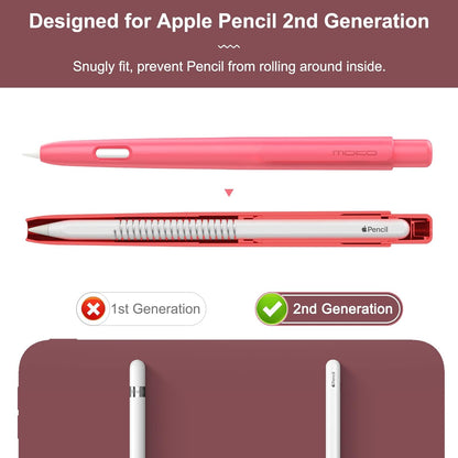 MoKo Holder Case Compatible with Apple Pencil 2nd Generation, Retractable Protective Apple Pencil Cover with Sturdy Clip, Hard PC Apple Pencil Case, Support Double-Tap, Dark Purple