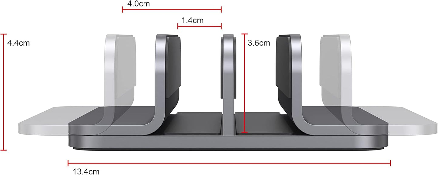 JOKItech Dual Aluminum Vertical Laptop Stand Organizer, Sturdy Notebook Computer Holder Stand Compatible with New Liquid Retina XDR Apple MacBook Air/Pro/Neo, Mac mini, Apple TV & iPad Pro - Spacegray