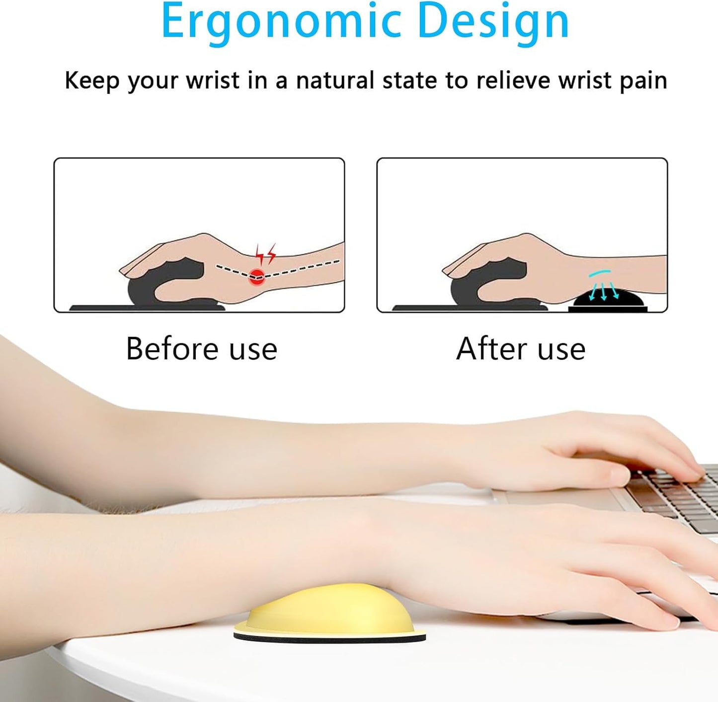 Dapesuom Mouse Wrist Rest, Ergonomic Memory Foam Mouse Wrist for Computer Desk Mats Support, PU Leather Hand Rest Pad Cushion for Gaming, Laptop, Men, Women, Pain Relief & Easy Typing, Black