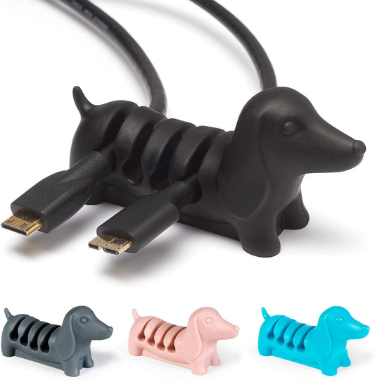 Gifts for Readers & Writers Cord Organizer, Office Desk Organizing & Cable Management Accessory, Kord Keeper Dog, Weighted Wire Holder to Organize Phone & Device Charger Cords, Light Gray