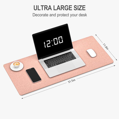 Auhoahsil Felt Desk Mat, Minimalist Large Mouse Pad XXL 35.5 x 15.7 in, Desk Matt for Desktop, Keyboard, Laptop, Computer, Office, Work from Home, Gaming, White