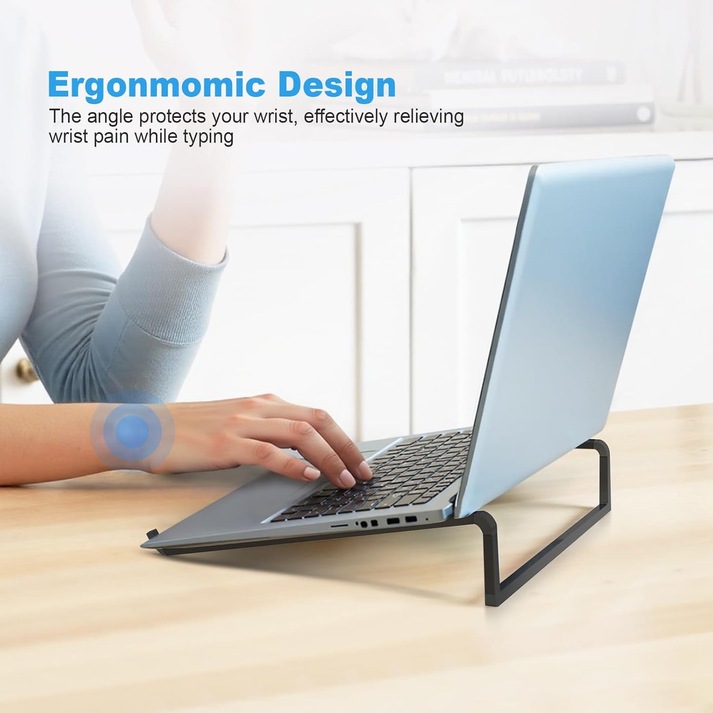TENOC Foldable Laptop Stand for Desk, Universal Laptop Riser Ventilated Holder Mount Compatible with MacBook, Notebook, ASUS, Acer and More, Silver