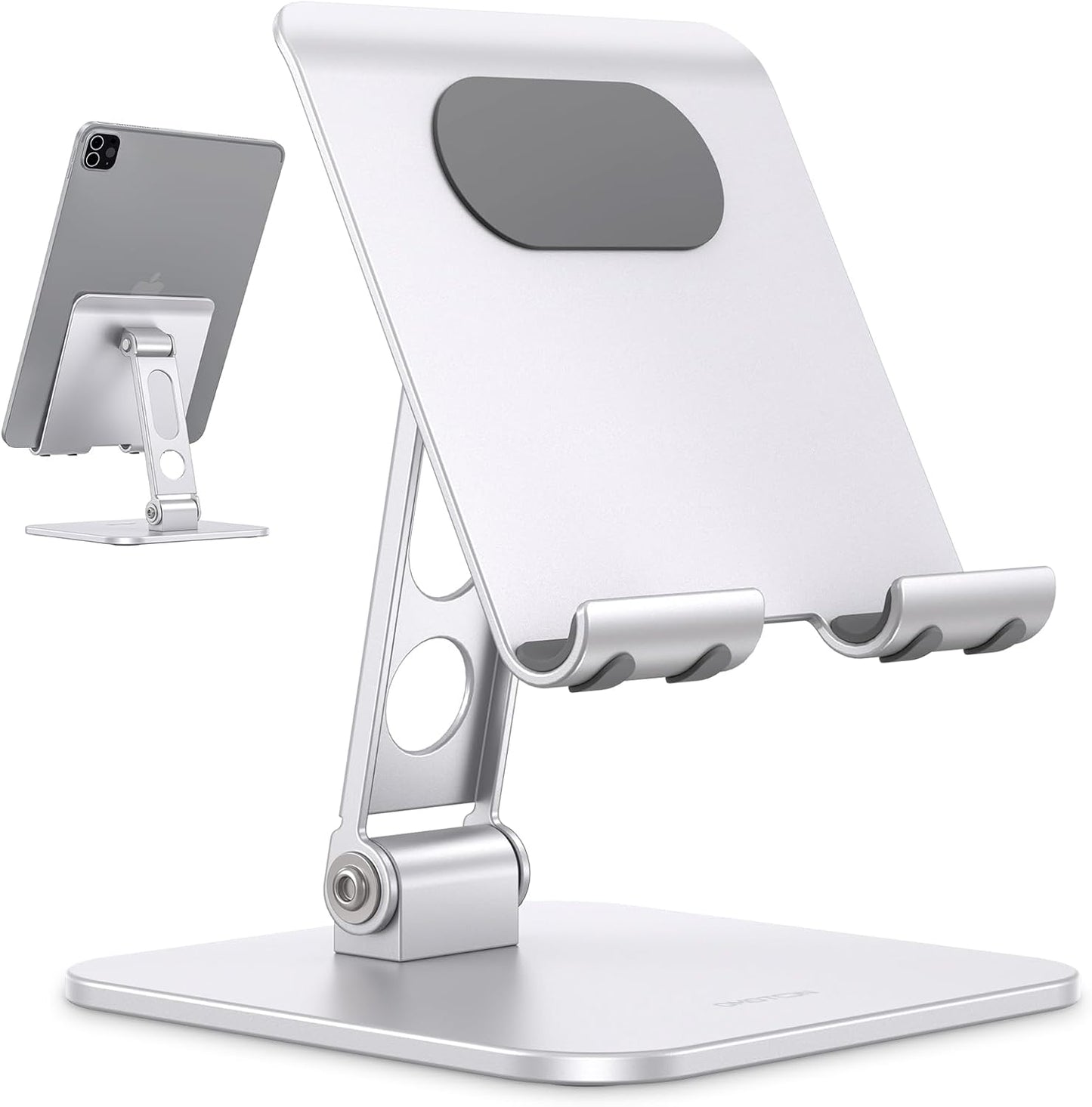 OMOTON Upgraded Adjustable Tablet Stand Holder, Heavy Duty Foldable Portable Monitor Stand, Travel Essentials for iPad Pro/Air/Mini, Surface Pro, 4.7''-15.6', Black