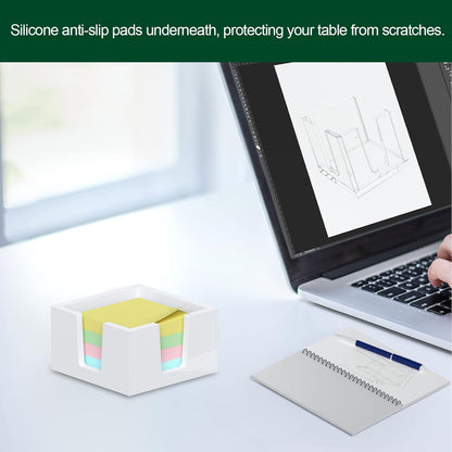 Acrylic Sticky Note Holder, Self-Stick Note Pad Holder W/O Pads - Note Dispenser Memo Pad Holder Desk Organizer for School Office Home (3''x3'' Clear)