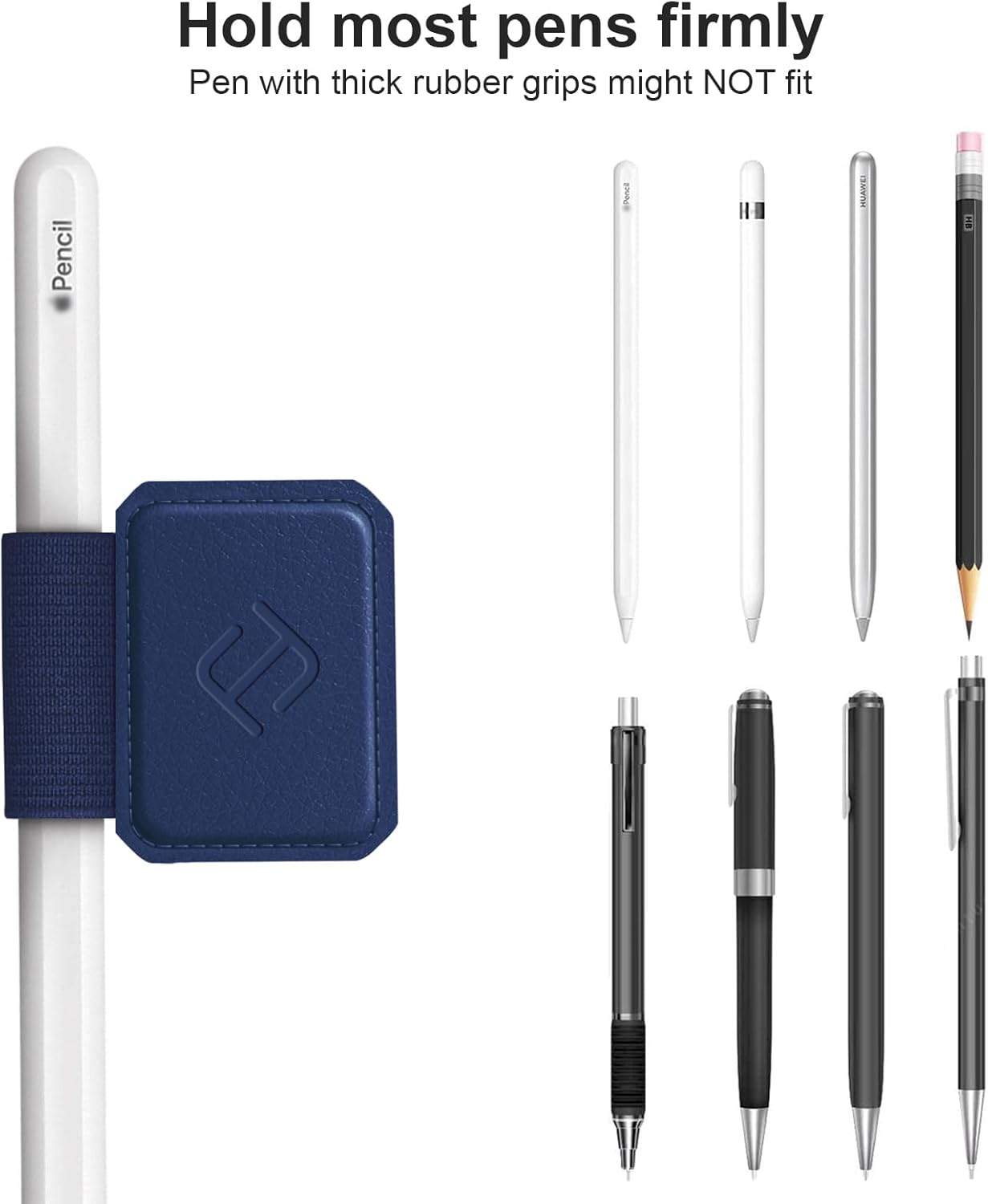 Fintie 4 Pack Pen Loop Holder for Apple Pencil Pro, Apple Pencil (USB-C / 1st / 2nd Generation) and Stylus Pens, Elastic Adhesive Leather Sleeve Attached to Cases, Black