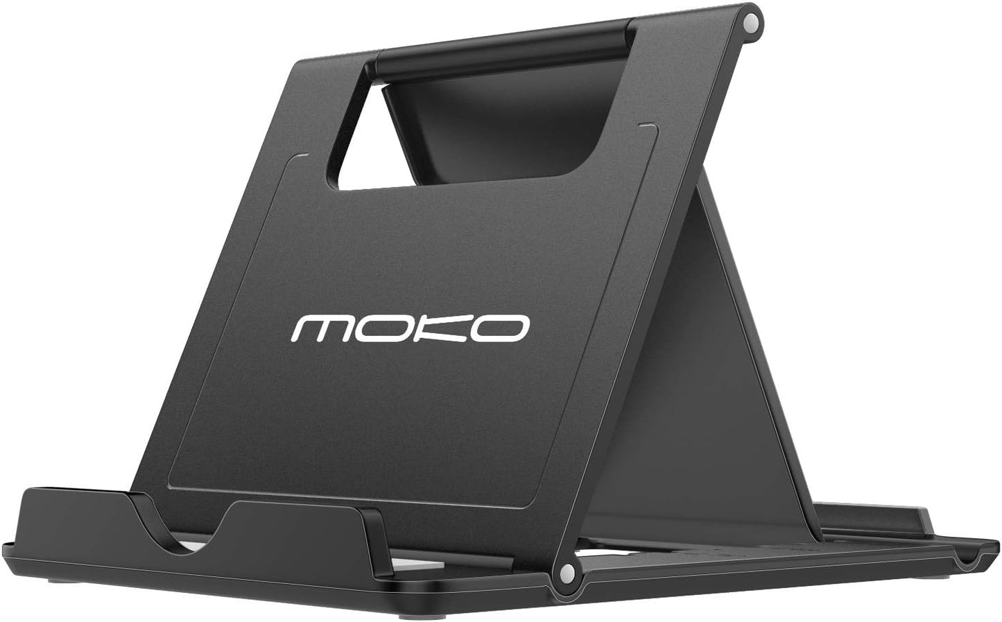 MoKo Phone/Tablet Stand, Foldable Tablet Holder Compatible with iPhone 17/17 Air/17 Pro/17 Pro Max, iPhone 16/Pro/Pro Max/Plus, iPhone 15/Pro/Pro Max/Plus, iPhone 14/Pro/Pro Max/Plus, Black