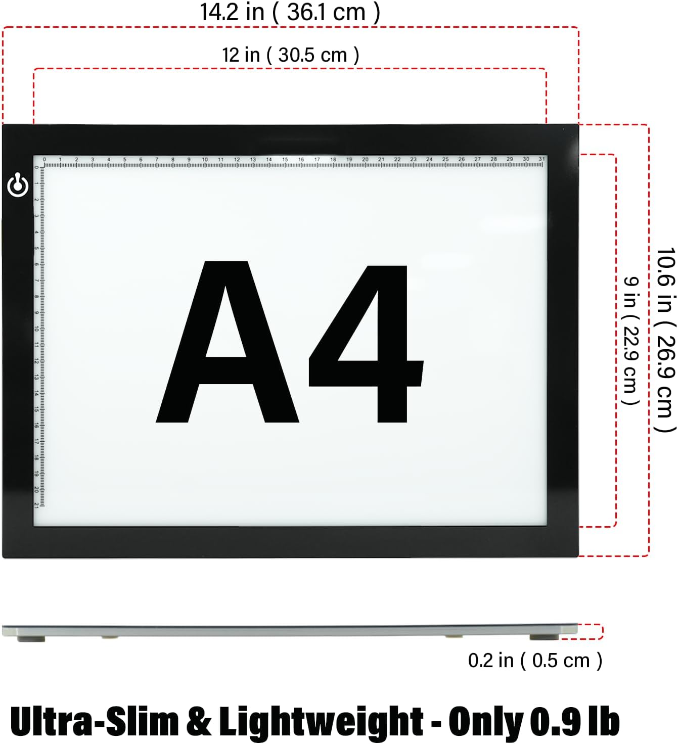 A4 LED Copy Board Tracing Light Box, Adjustable Brightness Artcraft LED Trace Light Pad, USB Power Light Table for Artists, Tattoo Drawing, Animation, Sketching, Stenciling & Diamond Art Painting