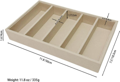 AgentMoon Velvet Eyeglasses Organizer Jewelry Tray. 5-slot Adjustable Eyeglasses Storage Tray, Thickened Frame,Sunglasses Organizer,Stackable AntiStatic. Beige,11.8 oz.