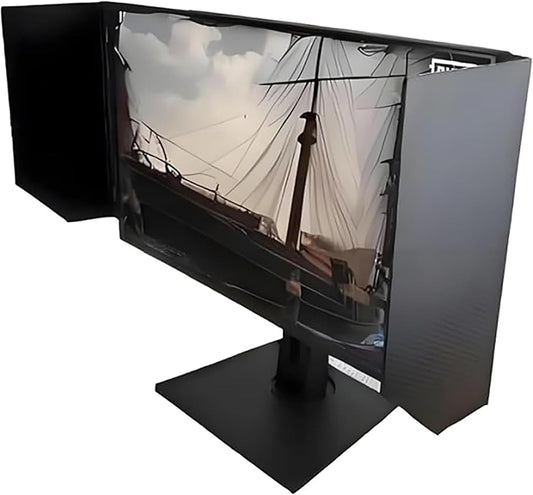 Anti-Glare Computer Monitor Sunshade, Adjustable Monitor Hood Sunshade,Desktop Computer Screen Hood, Privacy Protection Side Panel, 24inch Adjustable, for Office, Playing Games
