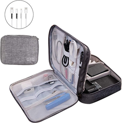 OrgaWise Electronics Organizer, Electronic Accessories Bag Travel Cable Organizer Three-Layer for iPad Mini, Kindle, Hard Drives, Cables, Chargers