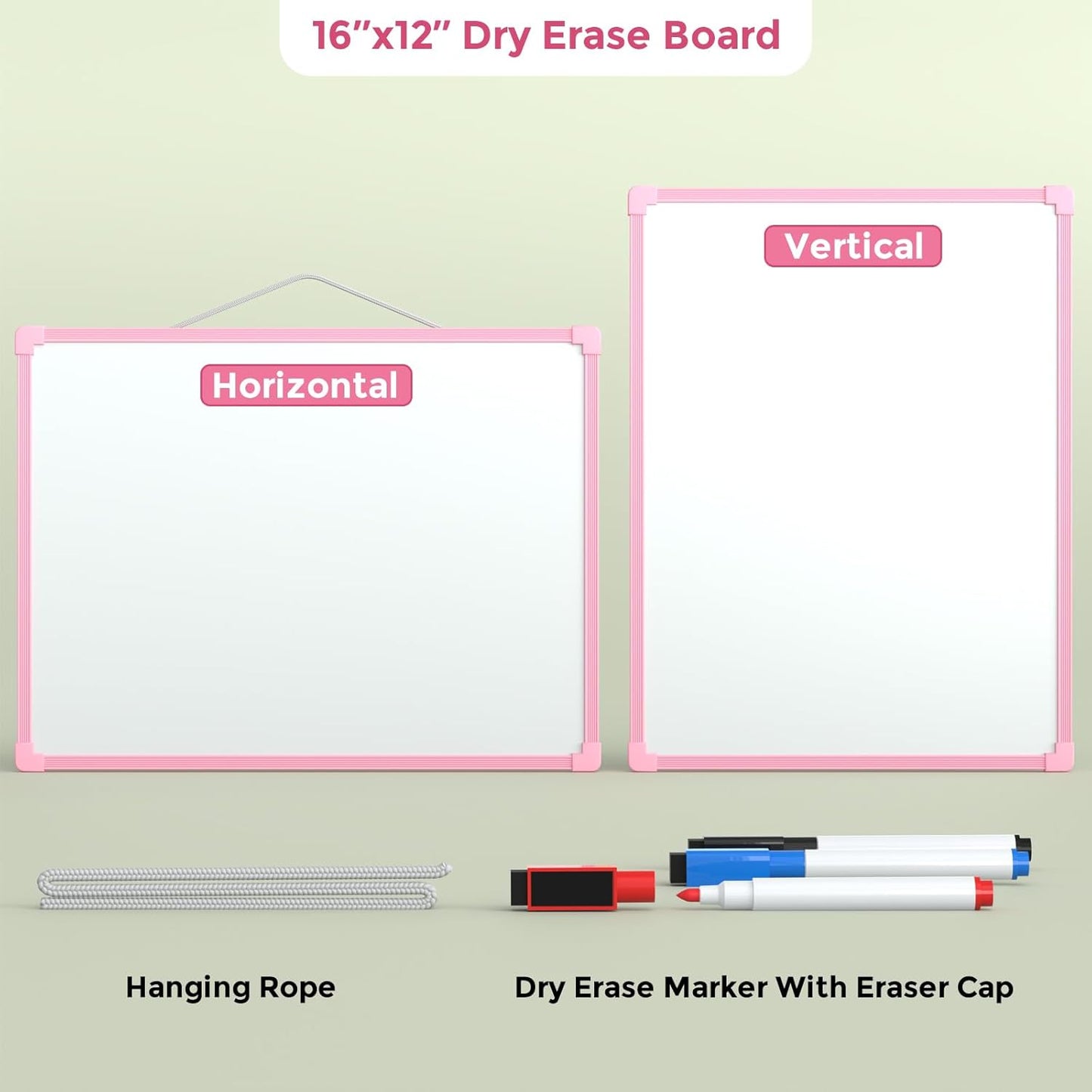 MaxGear Double-Sided Dry Erase Board for Wall, 16"x12" Hanging Whiteboard, Small Dry Erase White Board with 3 Markers and 4 Magnets, Portable Whiteboard for Planning, Drawing, Memo, to Do List