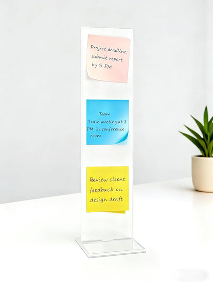 Monitor Memo Board,Detachable Acrylic Sticky Note Holder - Transparent Desktop Monitor Memo Board Stand for Computer Laptop, Portable Message Panel Reminder Office Desk Accessories (2PCS)