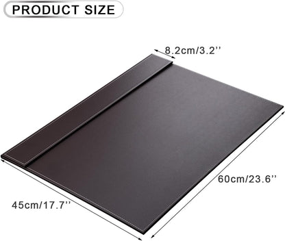 KINGFOM Ultra-Smooth PU Leather Desk Pad & Mat Office Desk Drawing & Writing Board A3/ A4 File Paper Clip Table Protector Mat on Top Large 24''x18'' (Black)