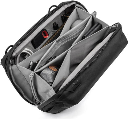 Peak Design Small Tech Pouch, Black, Electronics Organizer for Travel or Everyday Carry, Origami-Style Storage, Cable Pass-Through, Weatherproof Recycled Nylon, Gear Carry Bag for Men and Women