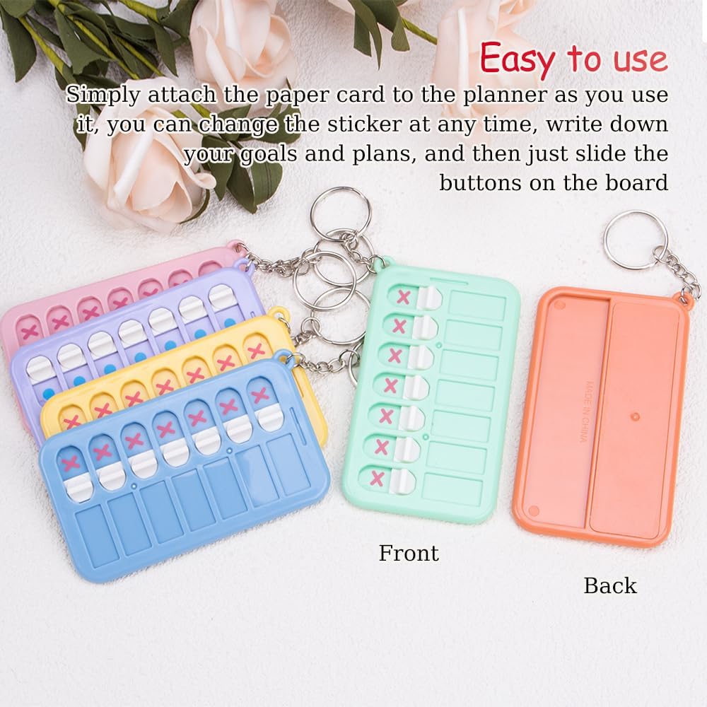 ZORZA 6Pcs Portable Chore Planner Key Chains & Behavior Tracker Creative DIY Task Board with Checklist Memo Board Schedule Key Rings & List Cards Stickers for Efficient Daily Habit Planning