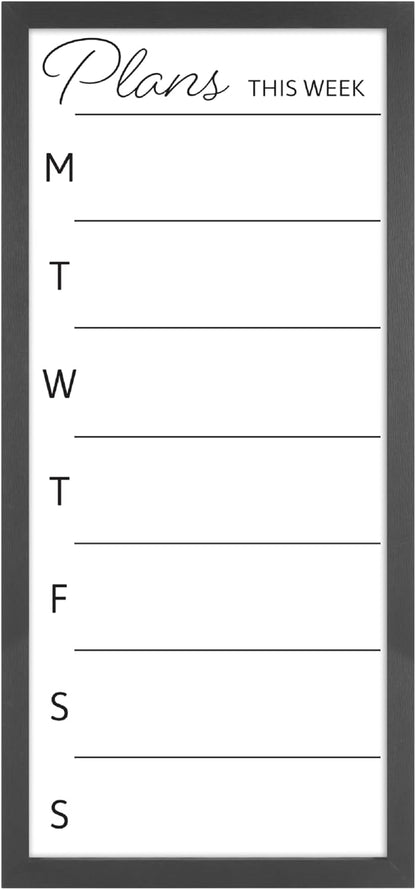 MCS Dry Erase Weekly Planner 11x24 Walnut Framed Calander Whiteboard for Wall, Plan Your Week with Family Weekly Planner for Dinners, Sports, Events & More